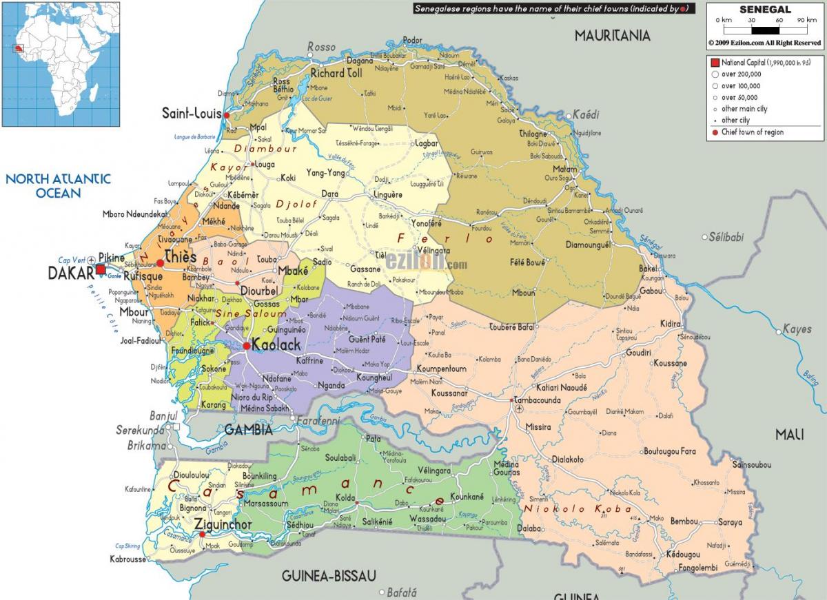 Senegal land i världen karta