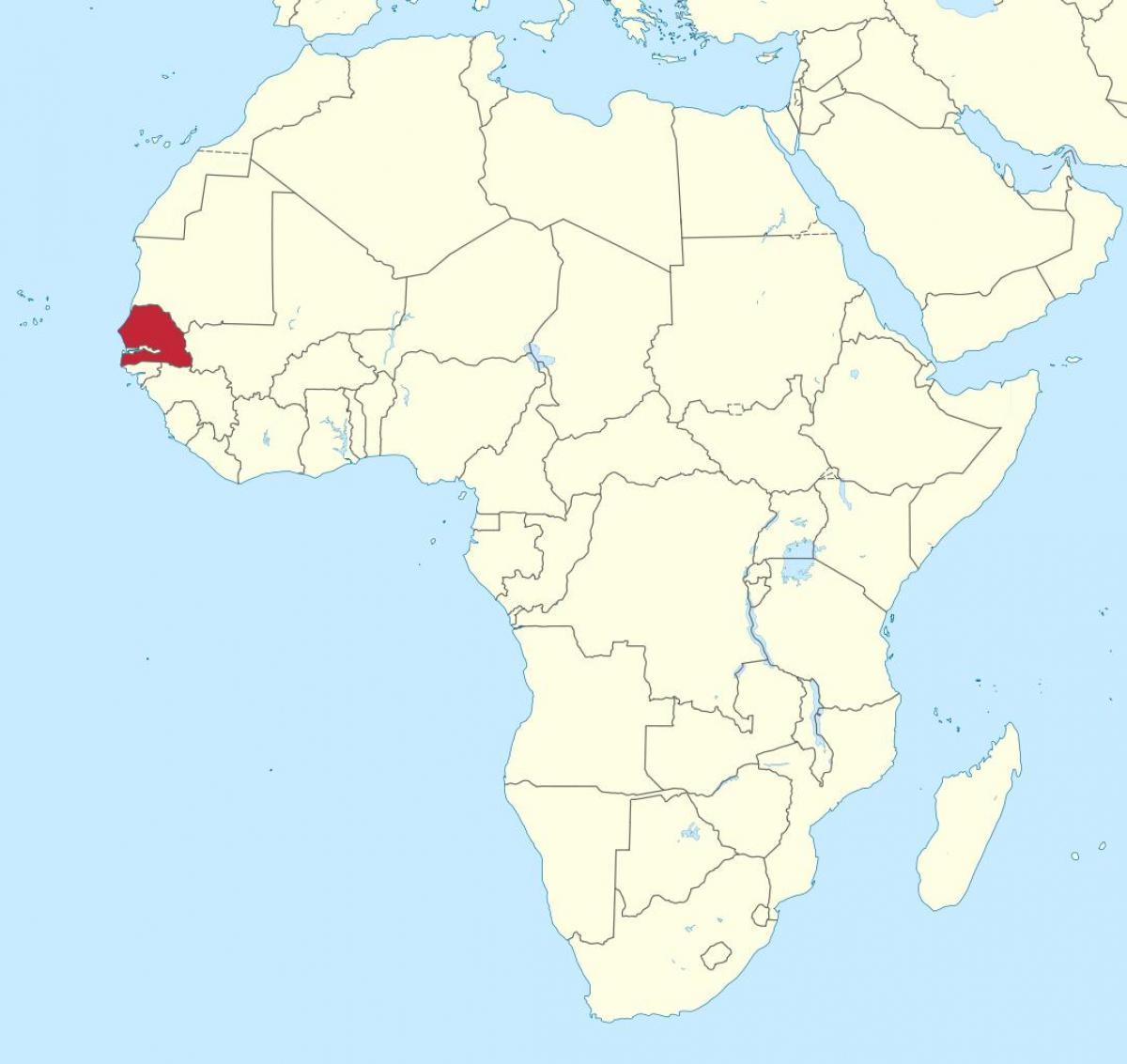 Senegal på en karta över afrika