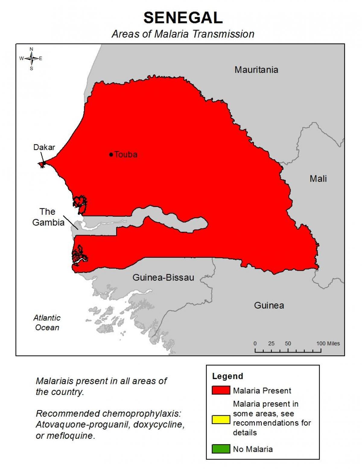 karta över Senegal malaria