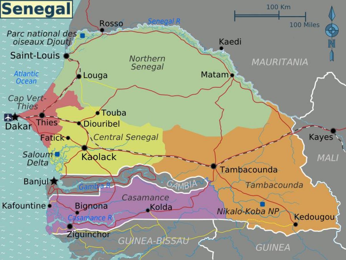 karta över Senegal politiska