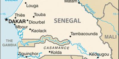 Karta över Senegal och omgivande länder