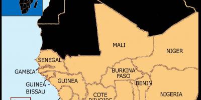 Karta över Senegal, västafrika karta